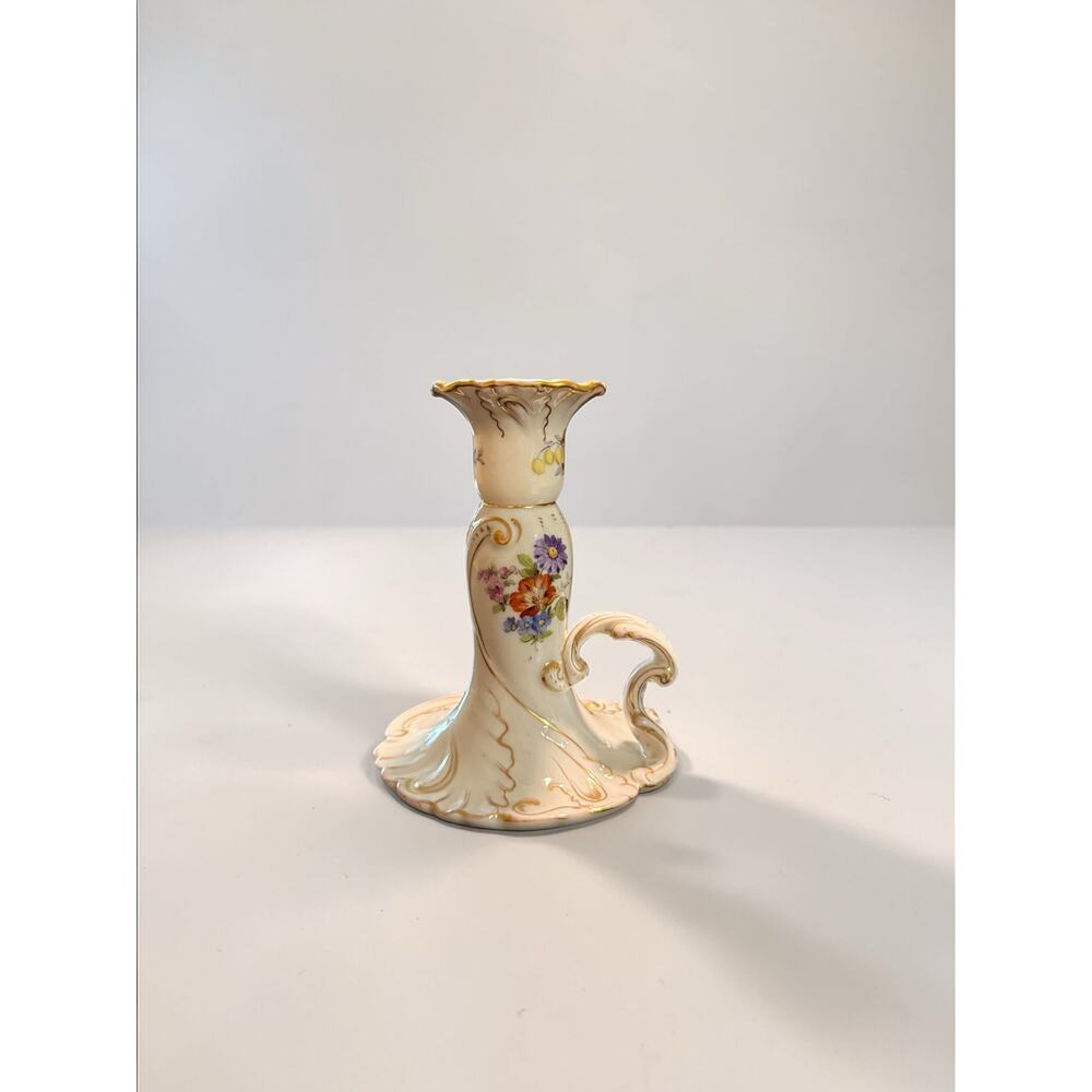 Antique Dresden Hand-Painted Porcelain Chamberstick